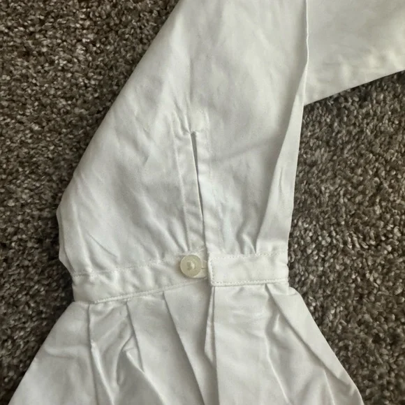 NWT Lauren Ralph Lauren Women’s White Button Down Shirt Ruffled Collar & Sleeves - Picture 10 of 10